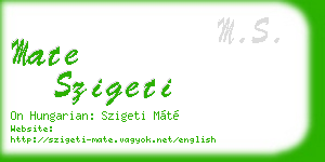 mate szigeti business card