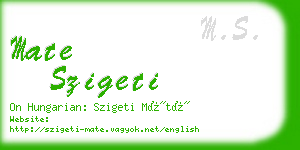 mate szigeti business card